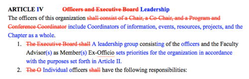 First part of Article IV of the proposed ALASC by-laws.